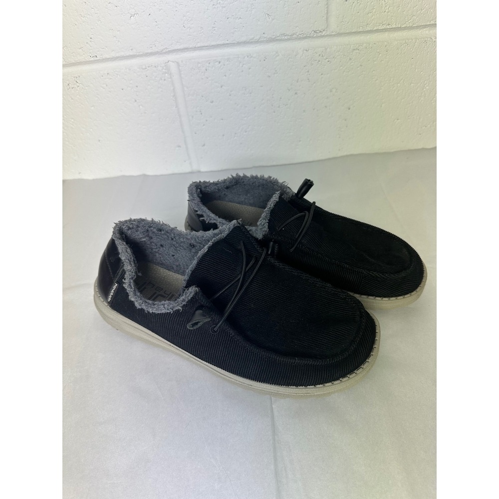 Hey Dude Wendy‎ Corduroy Black Fuzzy Slip On Loafers Shoes Size 9